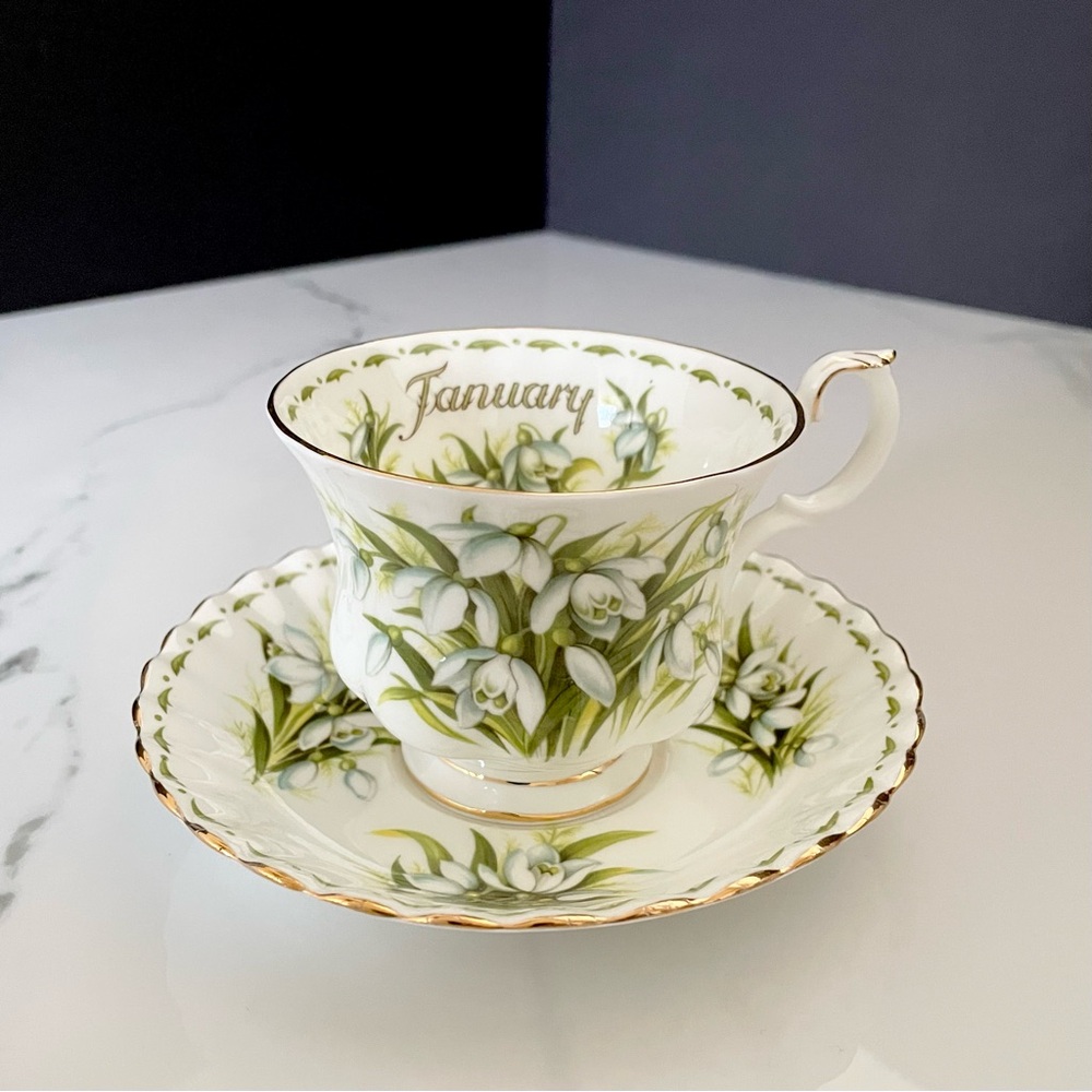 January Snowdrops Cup & Saucer by Royal Albert